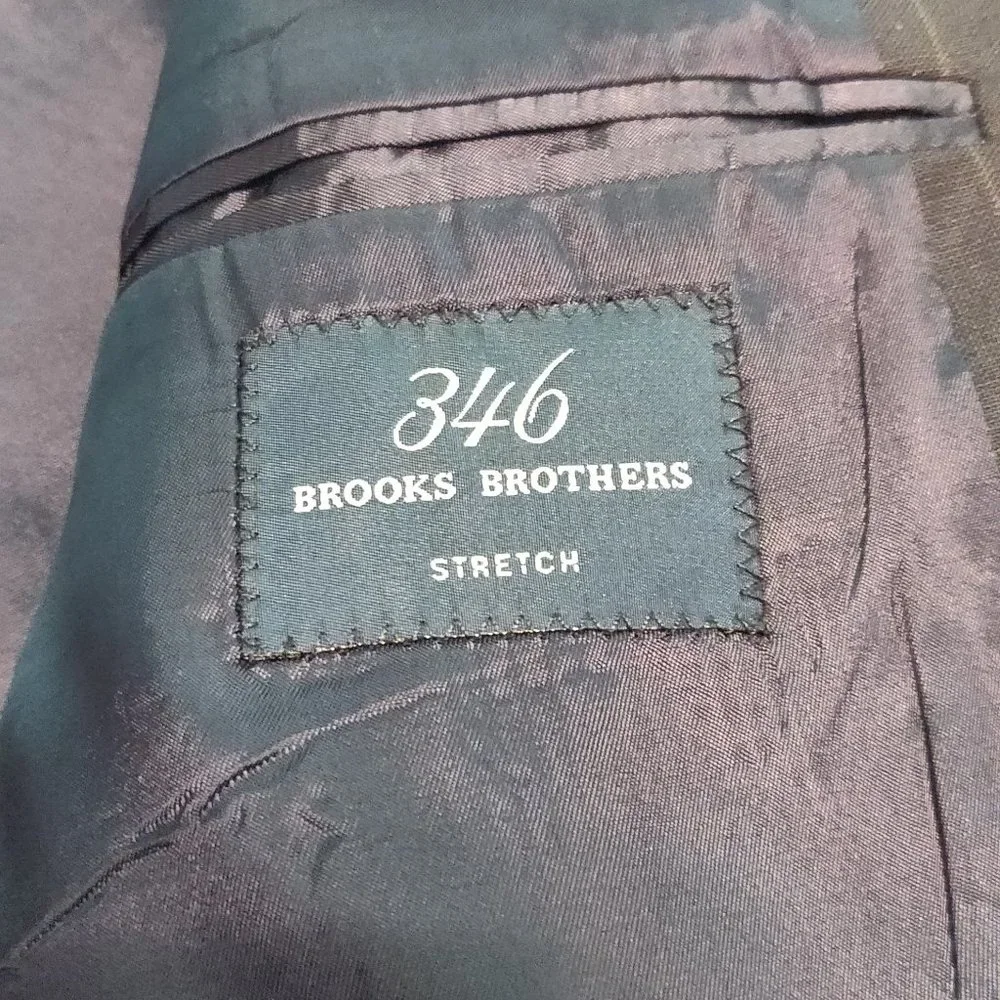 Brooks Brothers 346 Wool Sport Coat Black With Grey Pinstripes SIZE 44S